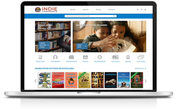 laptop with indiecommerce 2.0 site